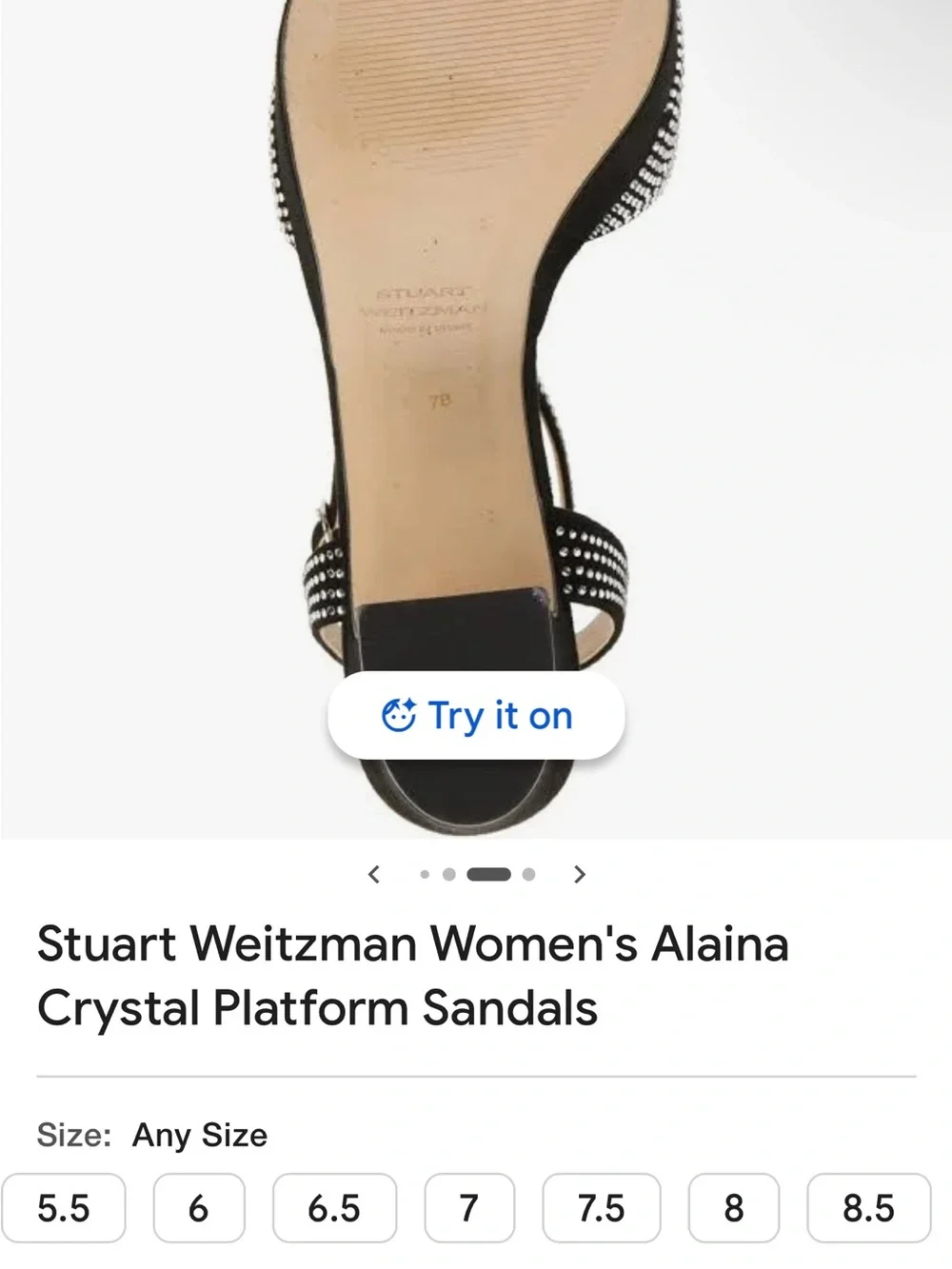 Stuart Weitzman Black Crystal Embellished Platform Sandals
